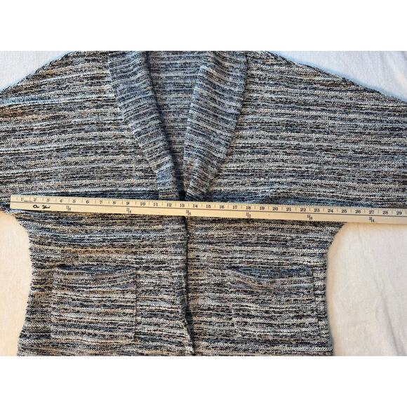 Splendid Black White Jacket Woven Boucle Kimono Wrap Open Cardi Large - Picture 6 of 10